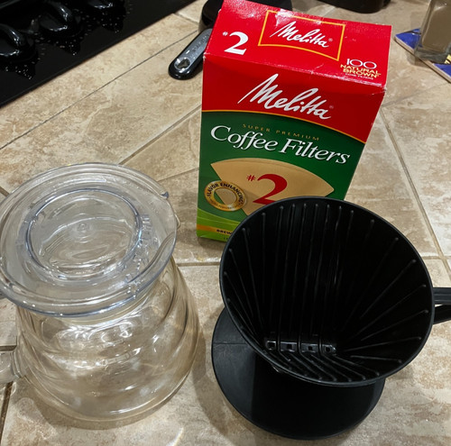 Bodum Glass Pourover Coffee Carafe/Coffee Server w/Brewer Cone & #2 Filters