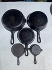 Vintage Wagner Ware Sidney  #3,5,6, 1050B Cast Iron Skillet Set 5 TOTAL PCS