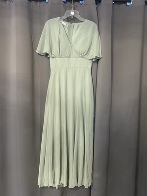 Kennedy Blue Sage Green Chiffon Short Sleeve Bridesmaid Dress Size 12 | eBay