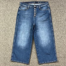 J Jill Jeans Womens 16 High-Rise Wide Leg Crop Button Fly Medium Blue Denim