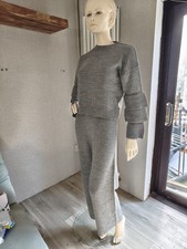 Shein Women Grey Knitted Suit Co Ord Set Size L