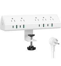 45W Fast Charging Station,Desk Clamp Power Strip,4 PD USB-C 6 FT Cable White