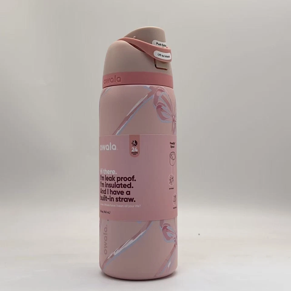 Botella de agua Owala Sugar Plum Fairy Holiday Ed 32 oz acero inoxidable FreeSip NUEVA Foto 3 de 4