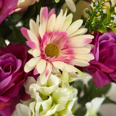 23'' Artificial Rose, Hydrangea, and Daisy Floral Bush