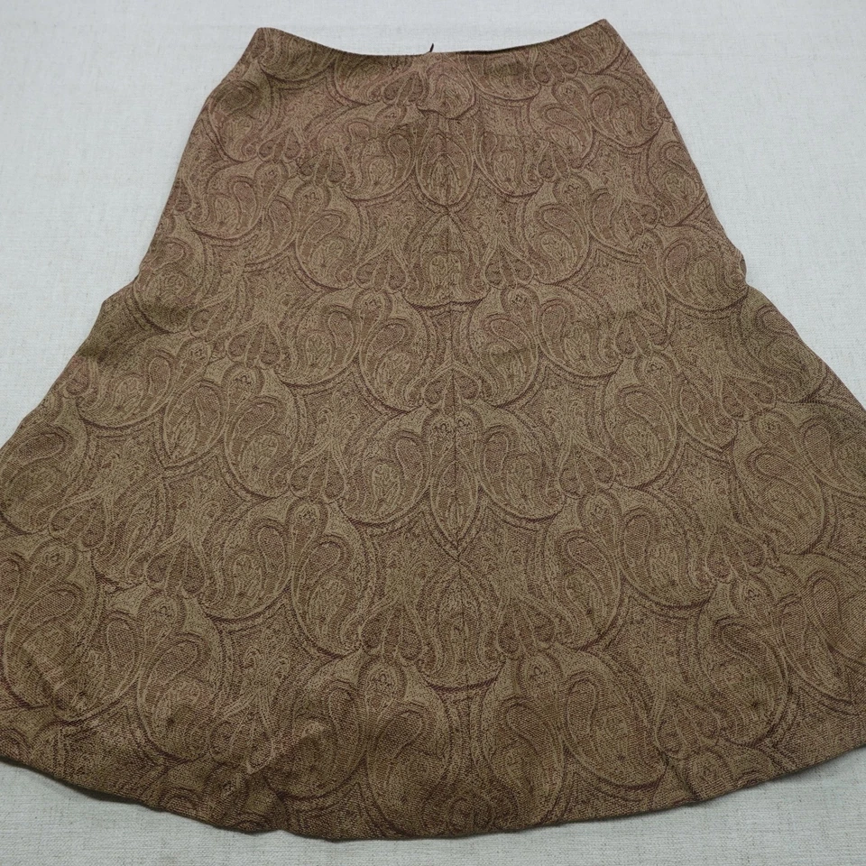 Talbots Skirt Womens 12 Brown Paisley Midi Wool Lined Career Work Dressy Classic - Image 4 of 4