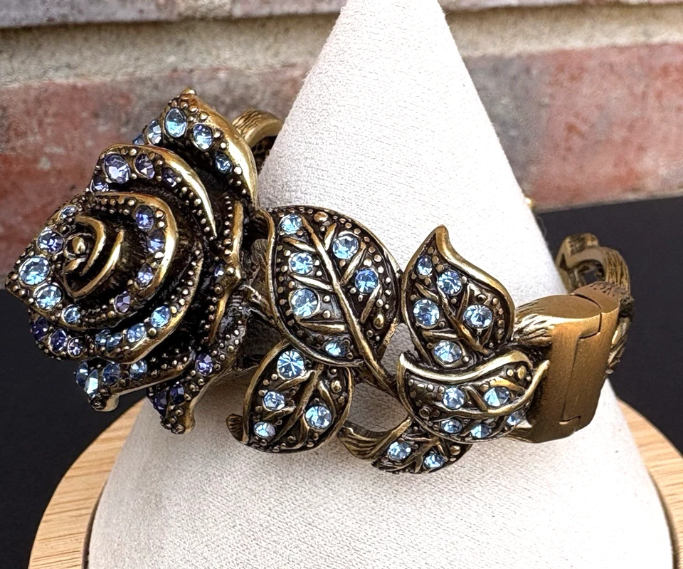 Brazalete Heidi Daus Rosa Elegancia Flor Azul Cristal Floral Impresionante Foto 3 de 4