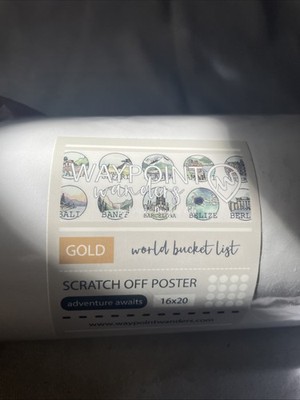 Waypoint Wanders Gold Scratch Off World Bucket List NEW 16x20 