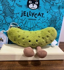 Jellycat Amuseables Sour Pickle Plush Bag Charm Green Cute Soft Keychain Gift