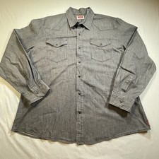 Wrangler Shirt Mens XL Stretch Denim Western Pearl Snap Gray Long Sleeve Rodeo