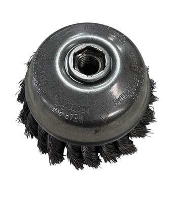 Osborn 4'' Knotted Wire Cup Brush, 5/8-11 Arbor, .014'' Bristle Wire USA Made