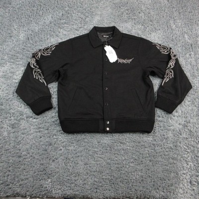 RIPNDIP Jacket Mens L Black Volt Varsity Collared Lined Snap Pockets NWT