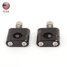 2x Black CNC Motorcycle 22mm 7/8" HandleBar Fat Bar Mount Clamp Risers Adapters