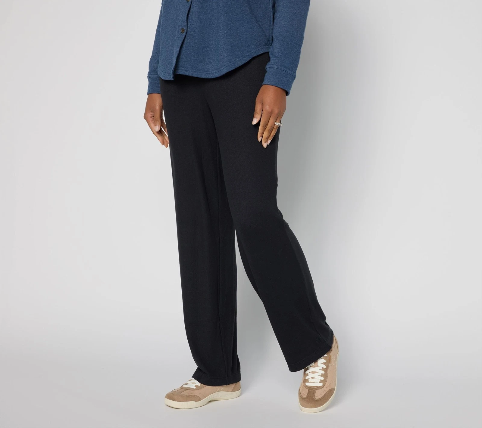 Cuddl Duds Women's Pants Sz M Seriously Soft Wide Leg Pant Black A698464