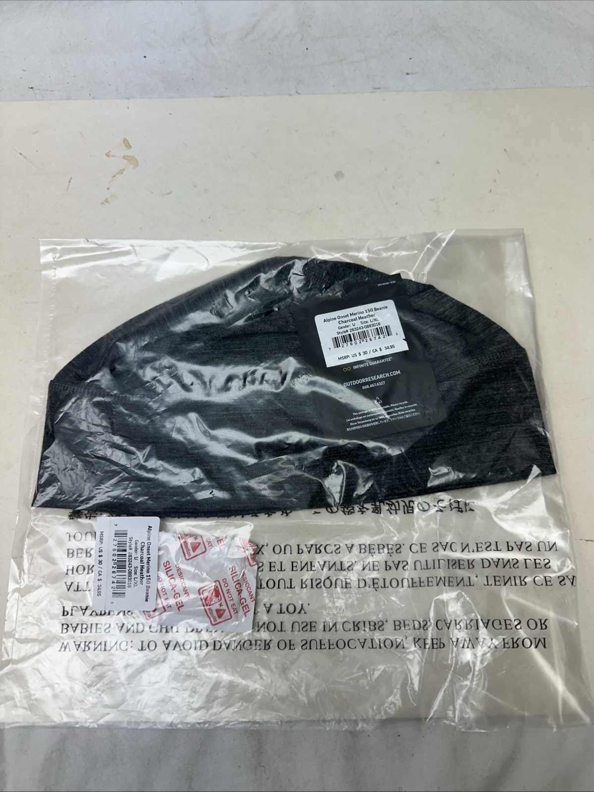 Outdoor Research Alpine Onset Merino 150 Beanie Hat Charcoal