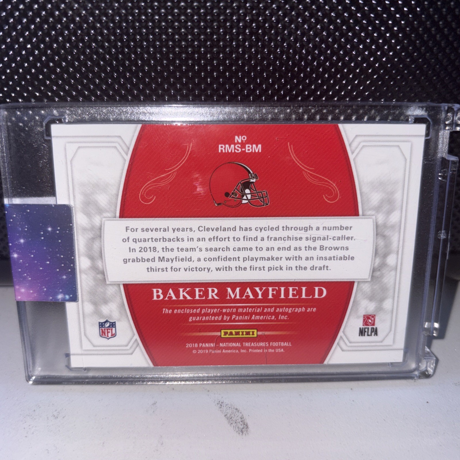 2018 National Treasures Baker Mayfield Rookie Material Auto Patch /99 RPA Bucs view 3