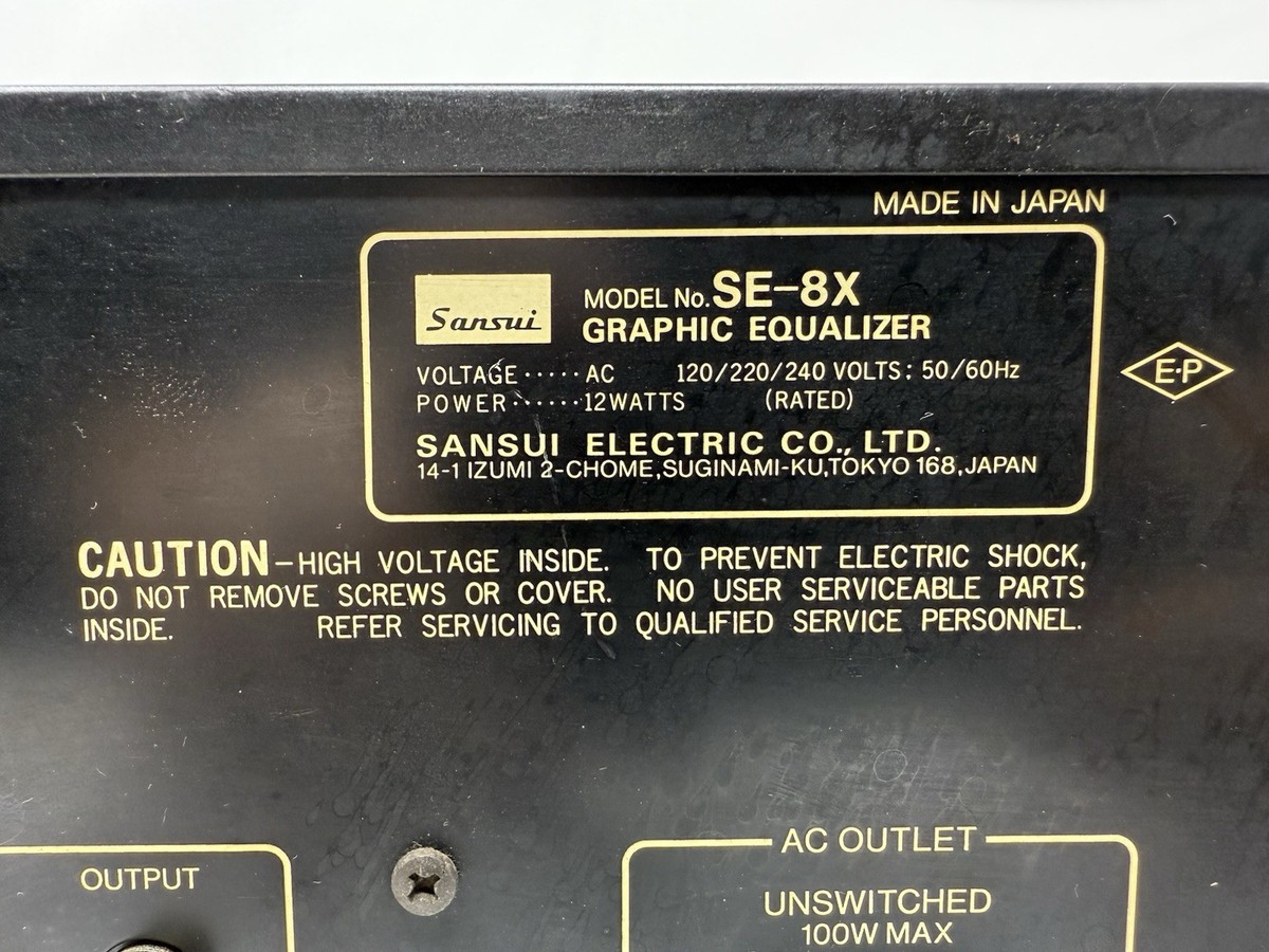 SANSUI SE-8X Black Vintage Stereo Graphic Equalizer - All