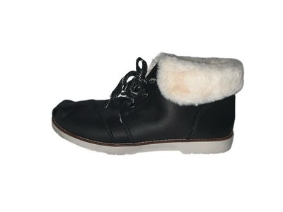 Bobs By Skechers Size 8.5 Booties Fur Comfort Black And White Lace Up  #H3