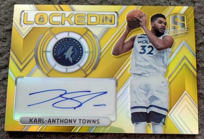 KARL-ANTHONY TOWNS 2017 PANINI SPECTRA AUTO AUTOGRAPH KNICKS GOLD CARD #1/10!