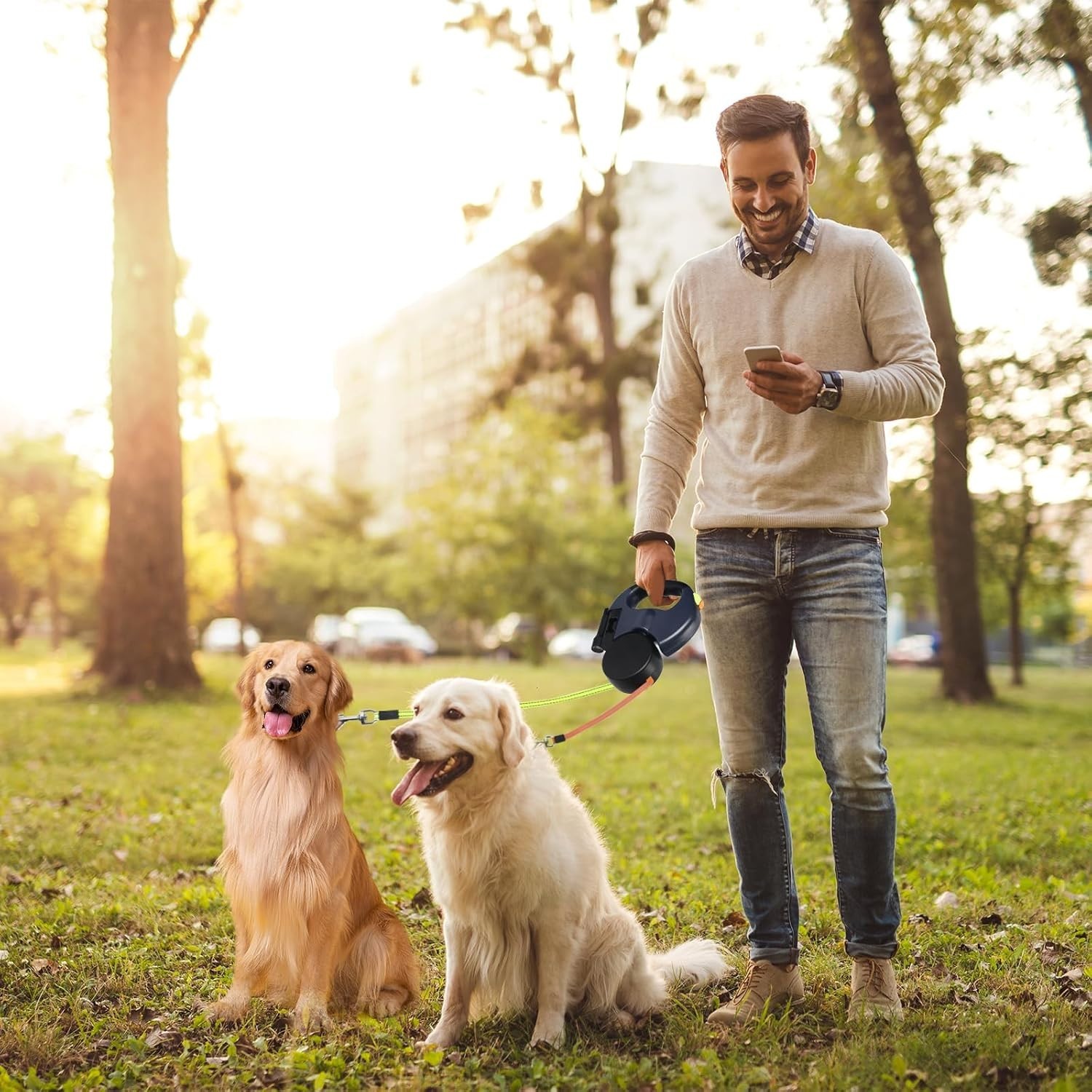 Retractable Reflective Dual Pet Leash Lead 360Swivel Double Dog Walking Leash US