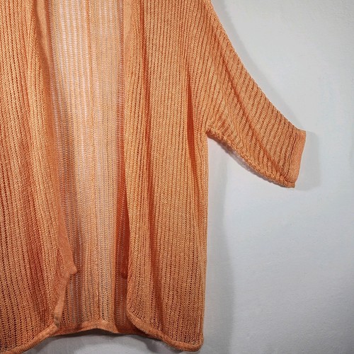Chicos 2 pc. Open Cardigan Sweater Tank Sz 2-3 Melon Orange Loose Crochet Knit - Picture 5 of 22