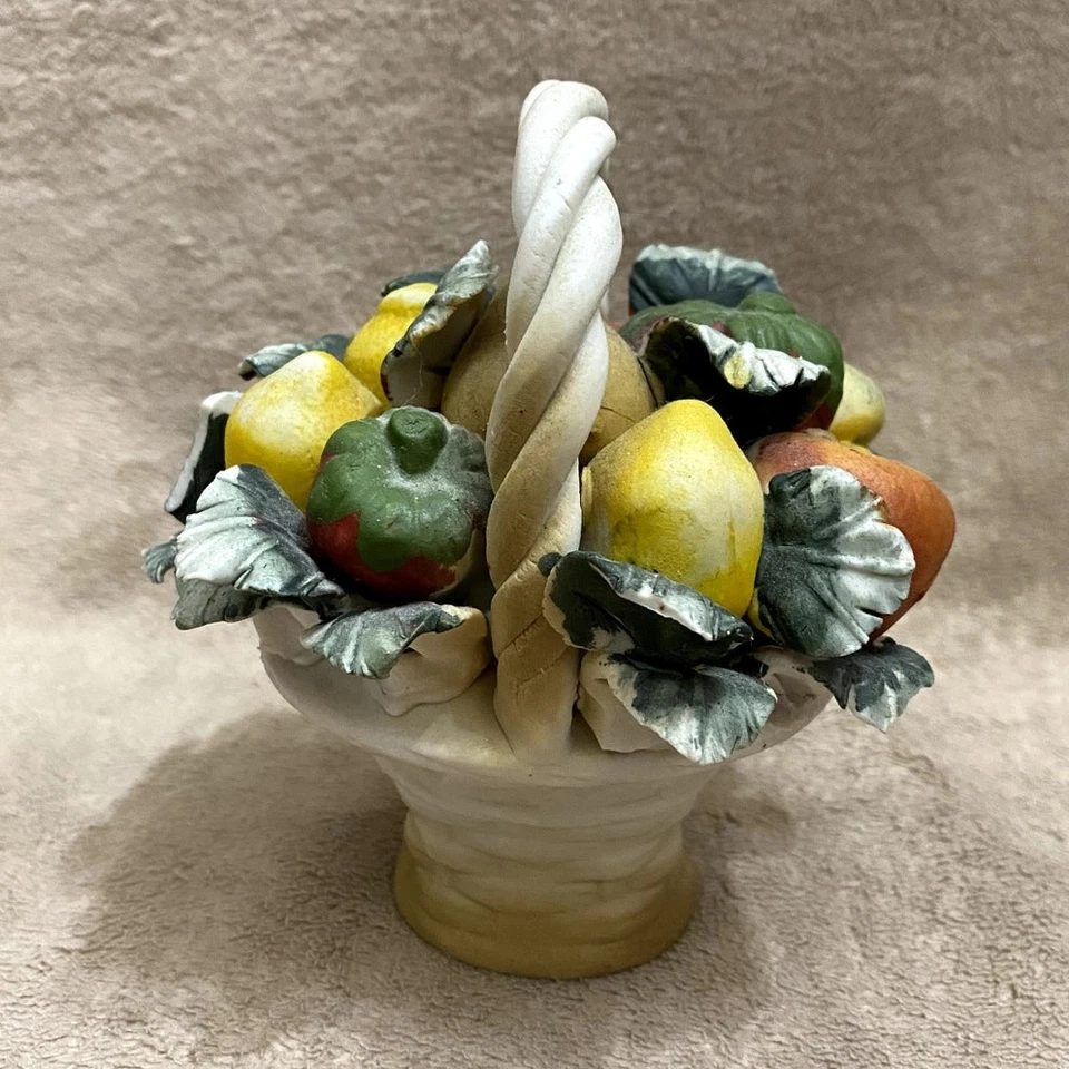 Cesta de frutas de cerámica vintage Capodimonte, mediados del siglo XX Foto 4 de 4