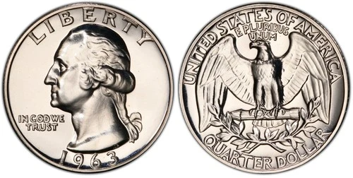 1963 - P SILVER WASHINGTON QUARTER - DIRECT FROM PROOF SET