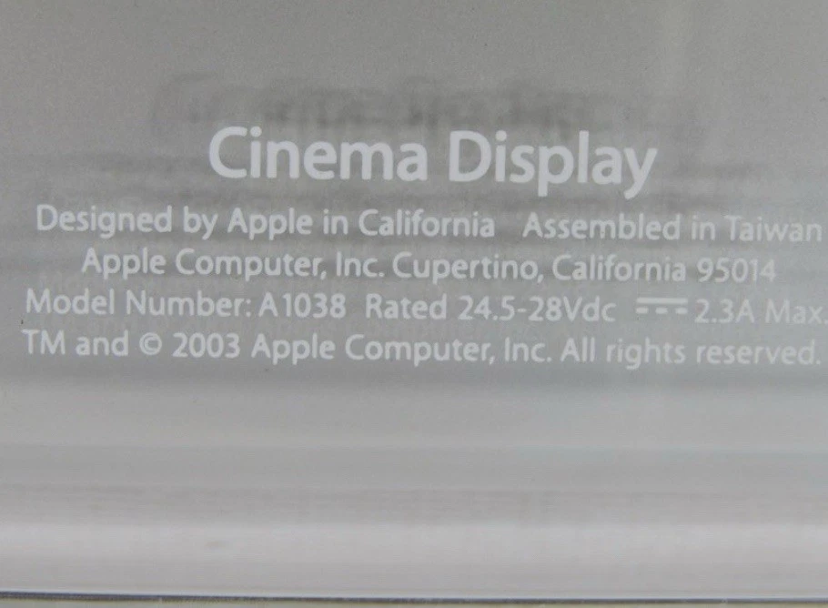 Apple Cinema Display 20" Acrylic ADC A1038 M8893ZM/A Tested Works - Image 3 of 4