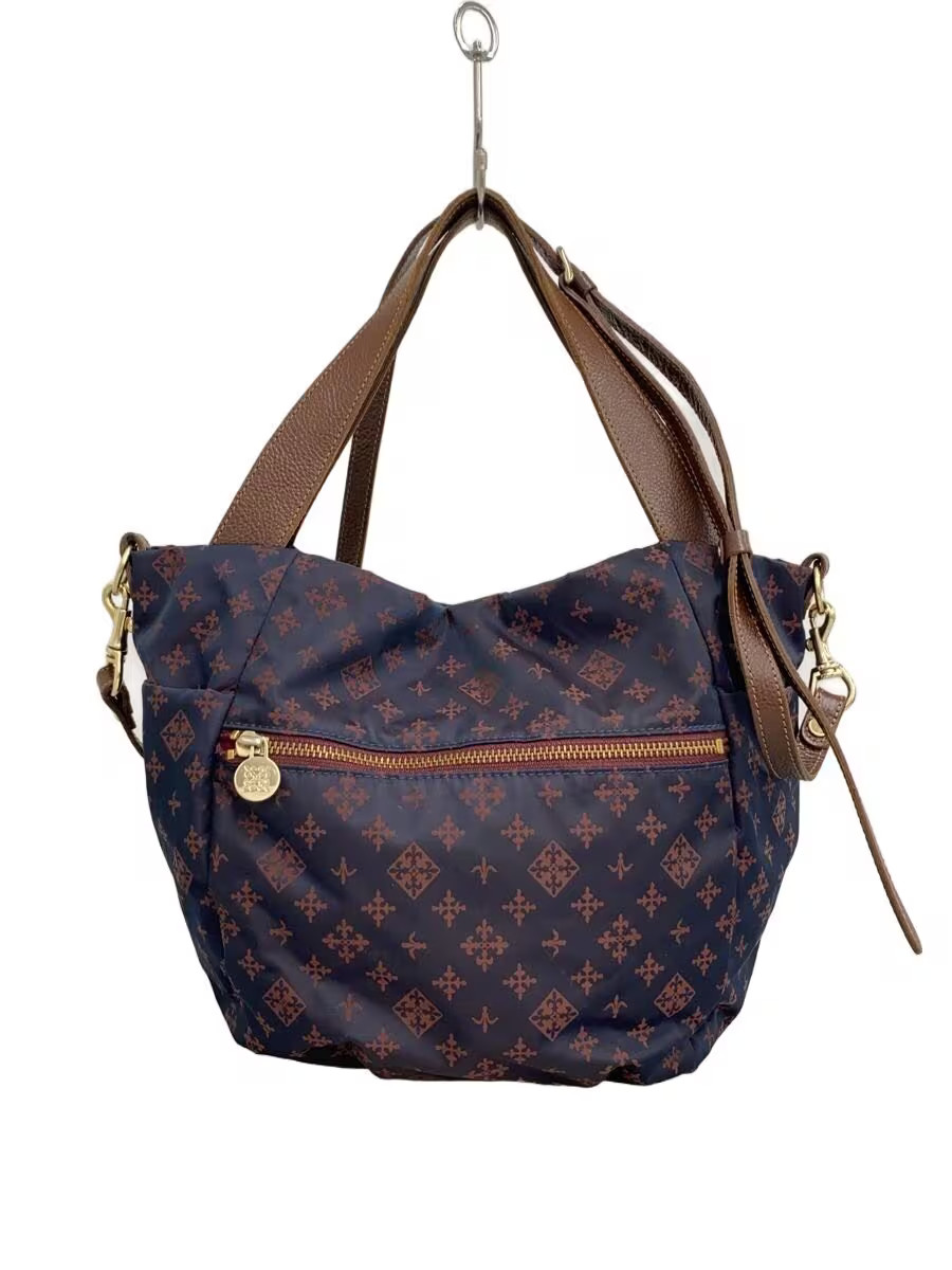 Russet 2-Way Shoulder Bag, Nylon, Navy, All-Over Print