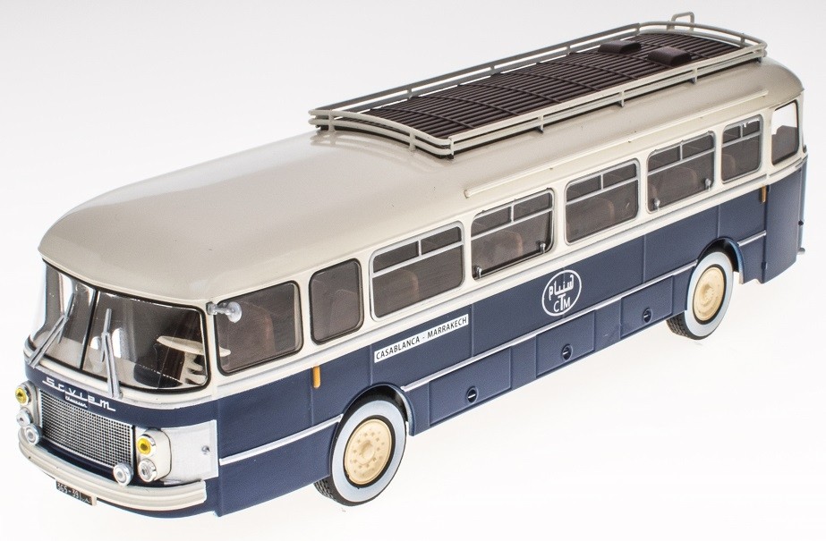 Autobus Saviem Chausson SC1 1960 IXO au 1/43 bleu et blanc Ligne Casablanca