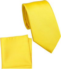 Regular Tie and Pocket Square for Men, Solid Color Necktie Set, 3.2 inch Standar