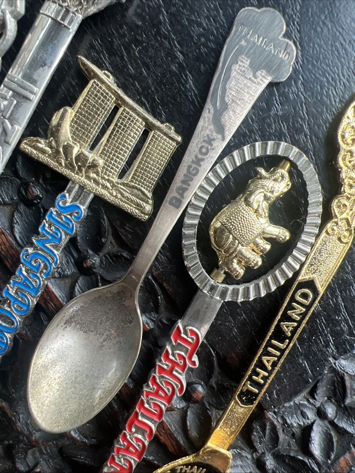 Lote de 9 cucharas de recuerdo de Asia - Diseños únicos de varios países asiáticos Foto 4 de 4