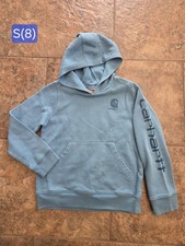 Carhartt Youth Size Small 8 Unisex Light Blue Pullover Hoodie