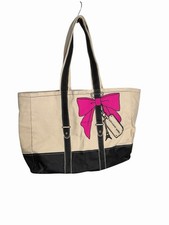 Bath  Body Works We Love Paris VIP Canvas Pink Bow Tote Bag Bag Only New NWT