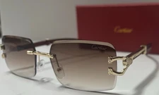 with tags Cartier Rimless Unisex Sunglasses Gold  Frame W Gradient  Lens G2U