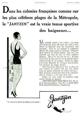 Publicité ancienne maillot de Bain Jantzen colonies françaises1931issue magazine