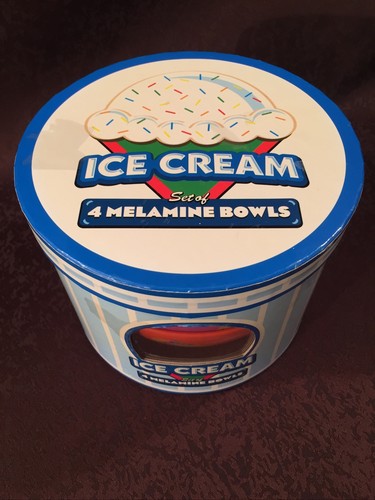Melamine Ice Cream Bowls Set of 4 Birthday Party And Summertime Fun - Picture 2 of 12