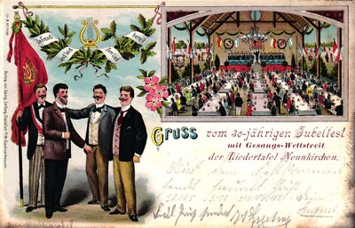 Neunkirchen Bez. Trier, Farb-Litho, 30j. Jubelfest der Liedertafel, 1902