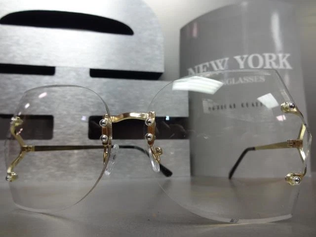 LENTES TRANSPARENTES ESTILO RETRO DE GRAN TAMAÑO LENTES grandes sin montura marco dorado Foto 3 de 4