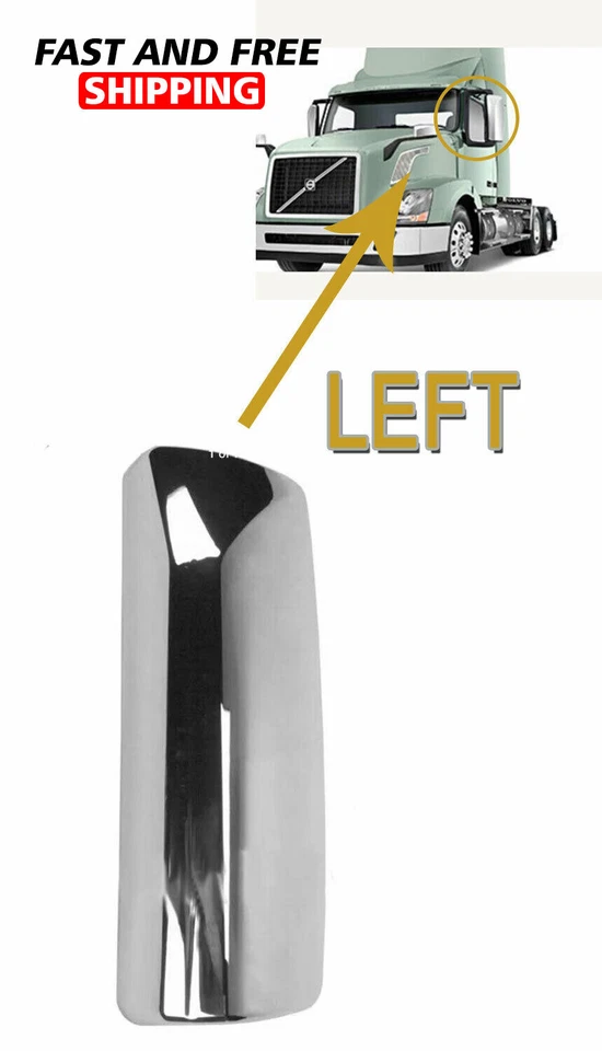 2004 2018 VOLVO VNL ХРОМИРОВАННАЯ ИЗОГНУТАЯ КРЫШКА ЗЕРКАЛА С ОТВЕРСТИЕМ CB СЛЕВА СПРАВА КОМПЛЕКТ - Изображение 3 из 4