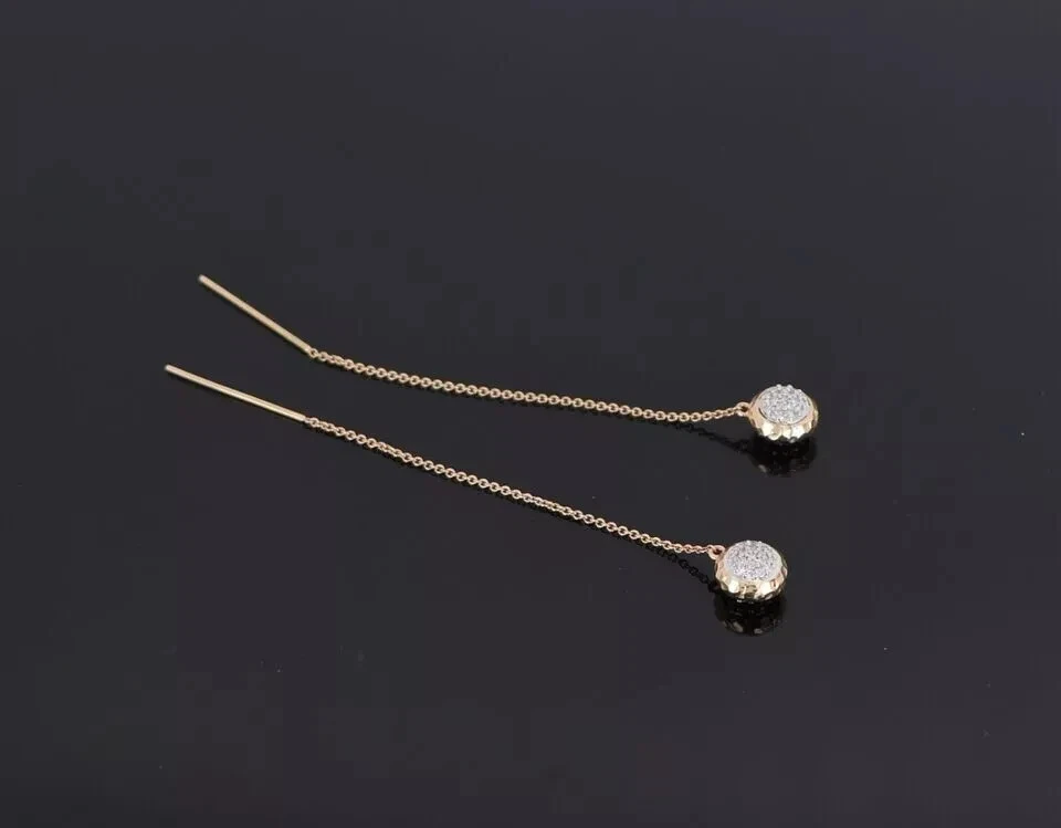 Women's Drop Earring 14K Yellow Gold Plated 1.10Ct Round Cut Lab Created Diamond - Image 4 of 4