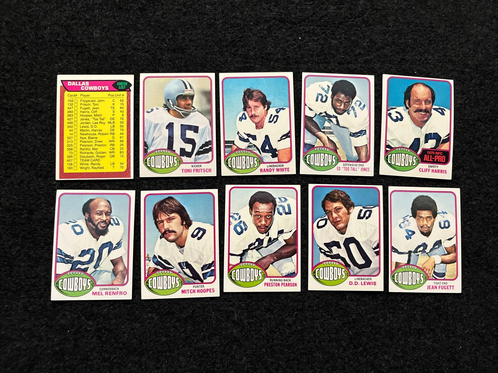 1976 Topps Football Dallas Cowboys (21) + Checklist Complete Team Set