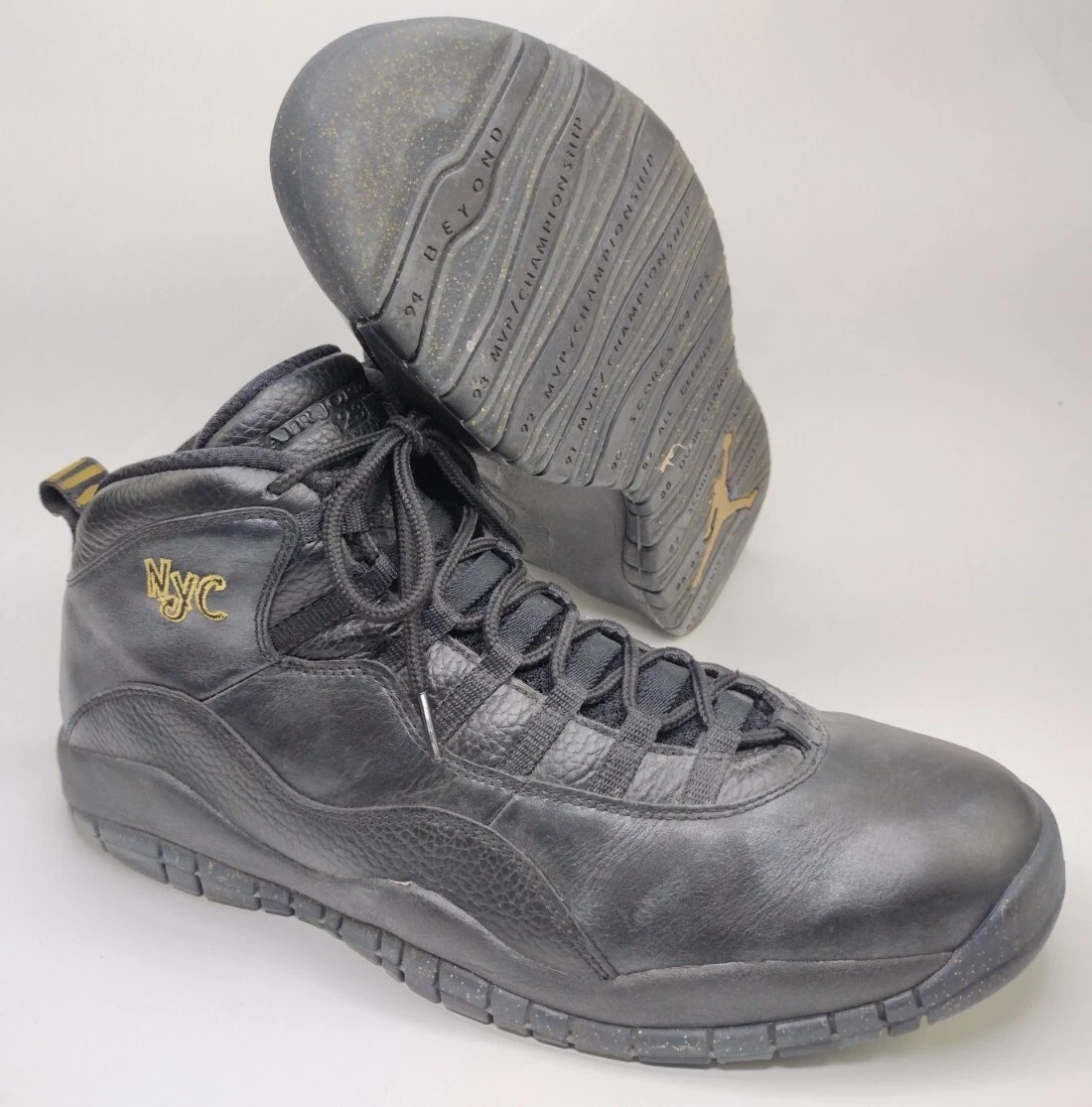 Nike Air Jordan 10 Retro NYC New York Black Leather 310805 012 Men s Size 13 US