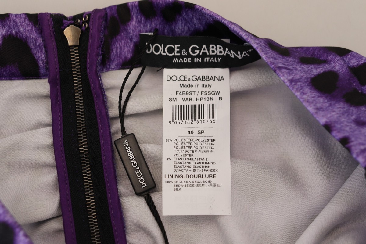 DOLCE & GABBANA Skirt Purple Leopard Print Pencil Cut Mini