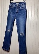 Altar'd State Women’s Jeans Denim Distressed Ripped Holes Button Skinny Size 26