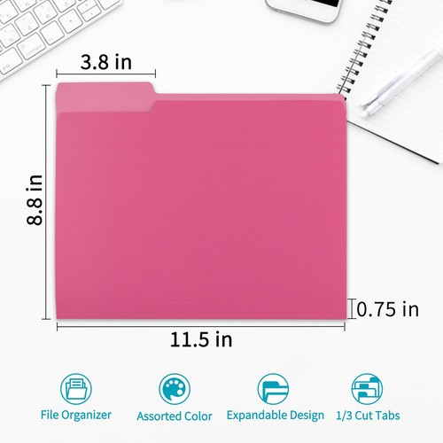 Two-Tone File Folders1/3 Cut Tabs File FolderPink Letter Size 36 Pack Colored... - Picture 2 of 5