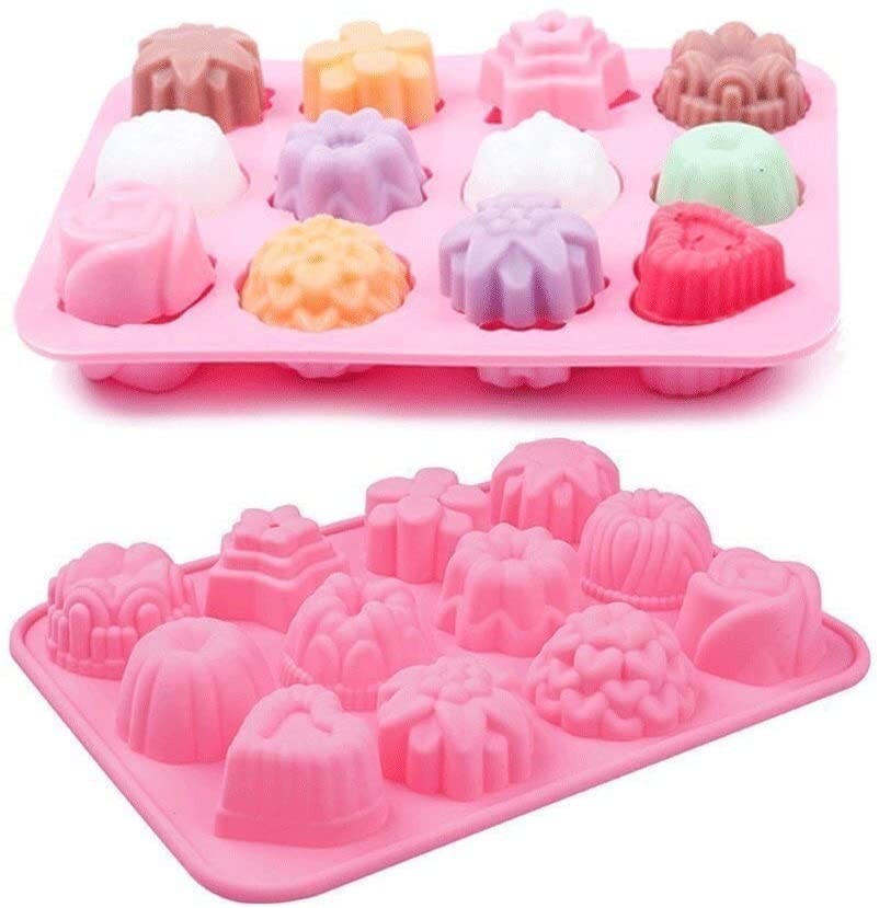 Silikonform Blumen Herzen 12 versch. Formen für Pralinen Schokolade Silikon