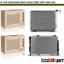Radiator & AC Condenser Cooling Kit for Mercedes-Benz W202 C280 1994-1997 2.8L
