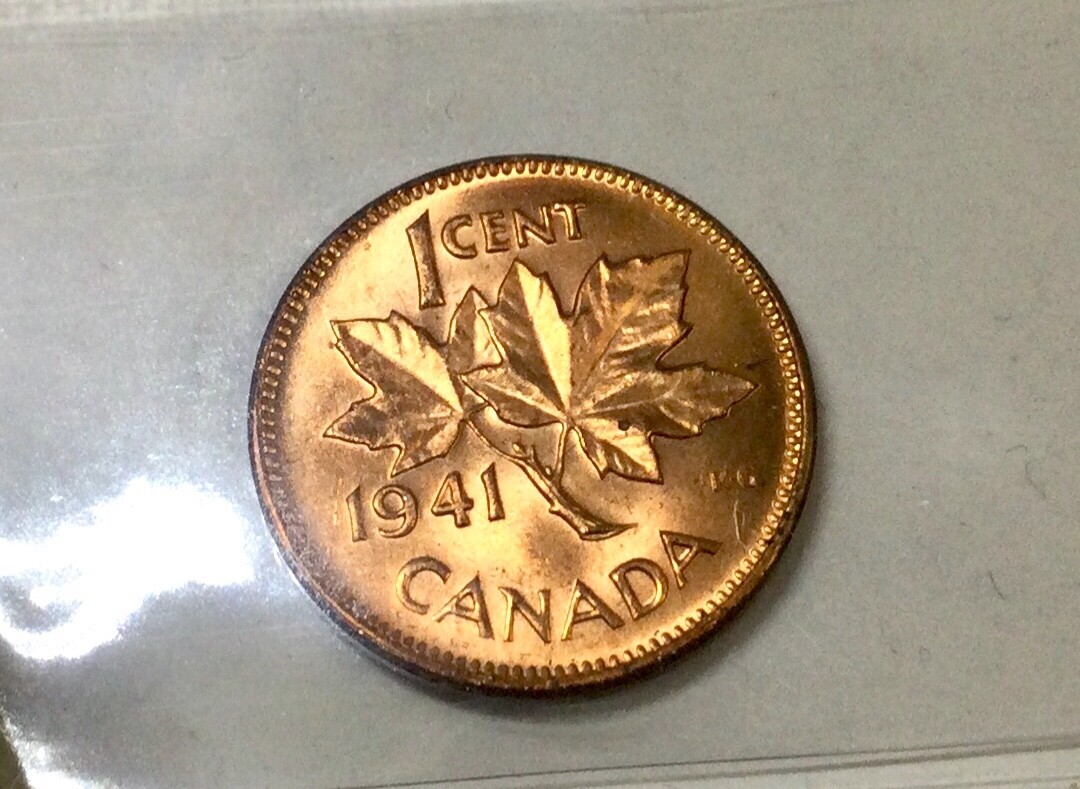 1941 Canada George VI Small Cent ICCS Graded MS64 Red XVD441 nice