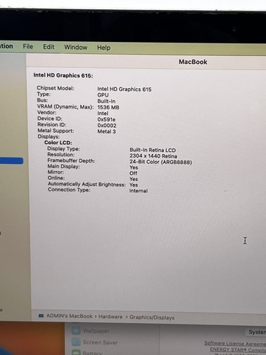 MACBOOK A1534 12" RETINA MID-2017 1.2GHZ DUAL-CORE M3 8GB RAM 256GB NVMe *LEER - Imagen 11 de 13