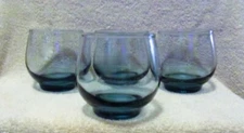 EUC SET OF 4 LIBBEY DUSKY BLUE WHISKEY GLASSES WHISKY